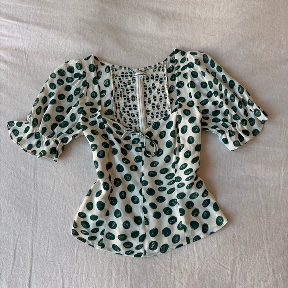 New Reformation tapioca print blouse - Picture 2 of 4